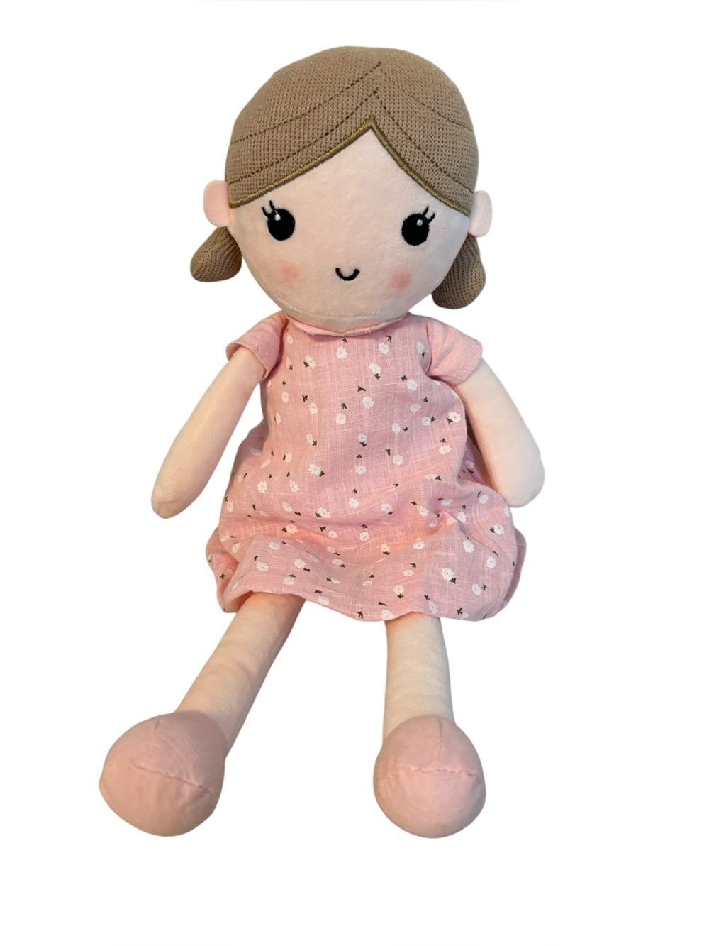Linzy Toys Emily Sweet Cakes Rag Doll Soft Knit Plush Embroidered Face Pink